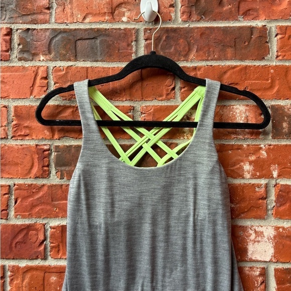 Lululemon 2 Gray Neon Free To Be Serene 2 In 1 Draped Open Strappy Back Tank - Picture 3 of 10